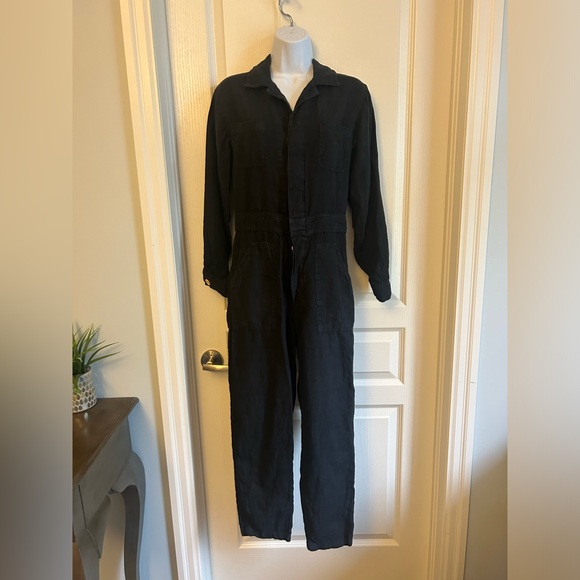 Mate The Label Linen Jumpsuit Black Sz XS - Picture 2 of 5